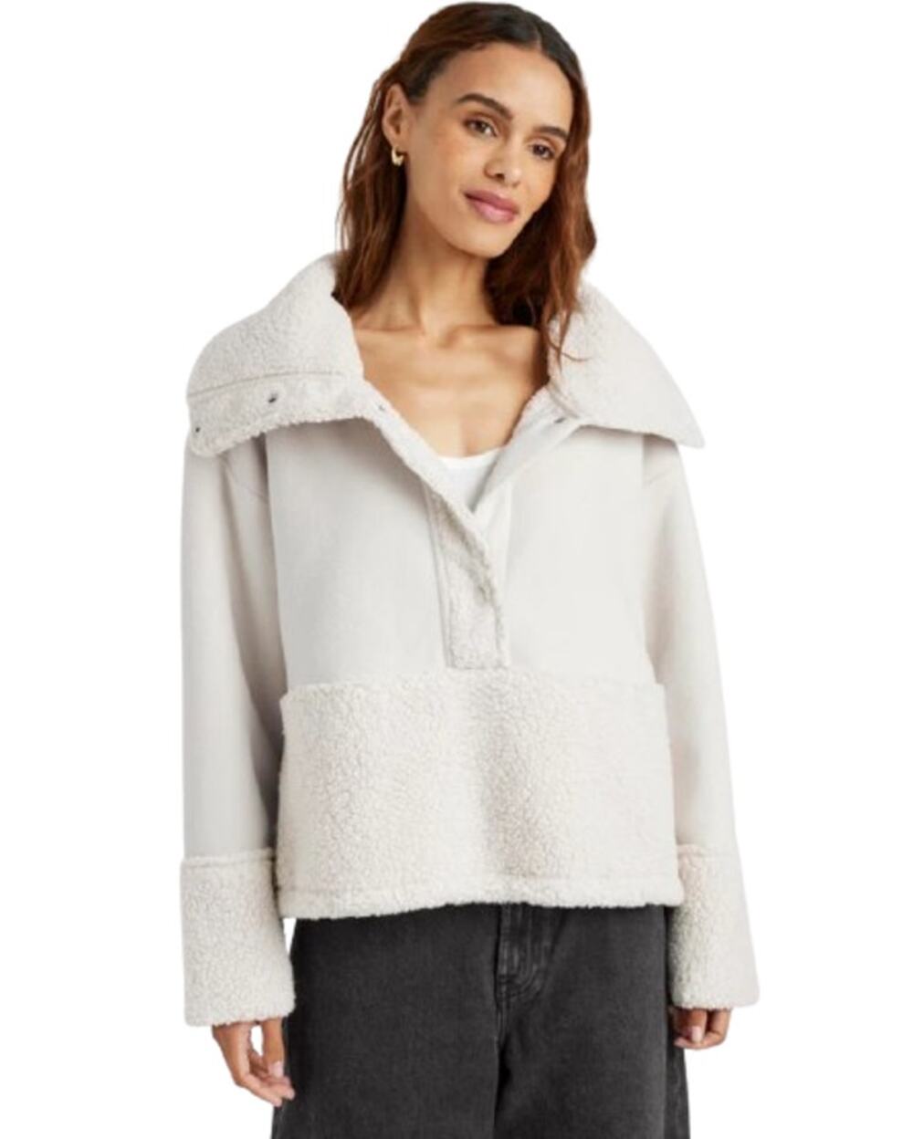 Splendid Womens Sienna Teddy Jacket Size XS Light Grey Pullover NWT